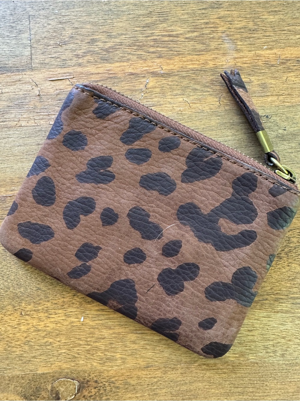 Maxwell leather, leopard-print change purse